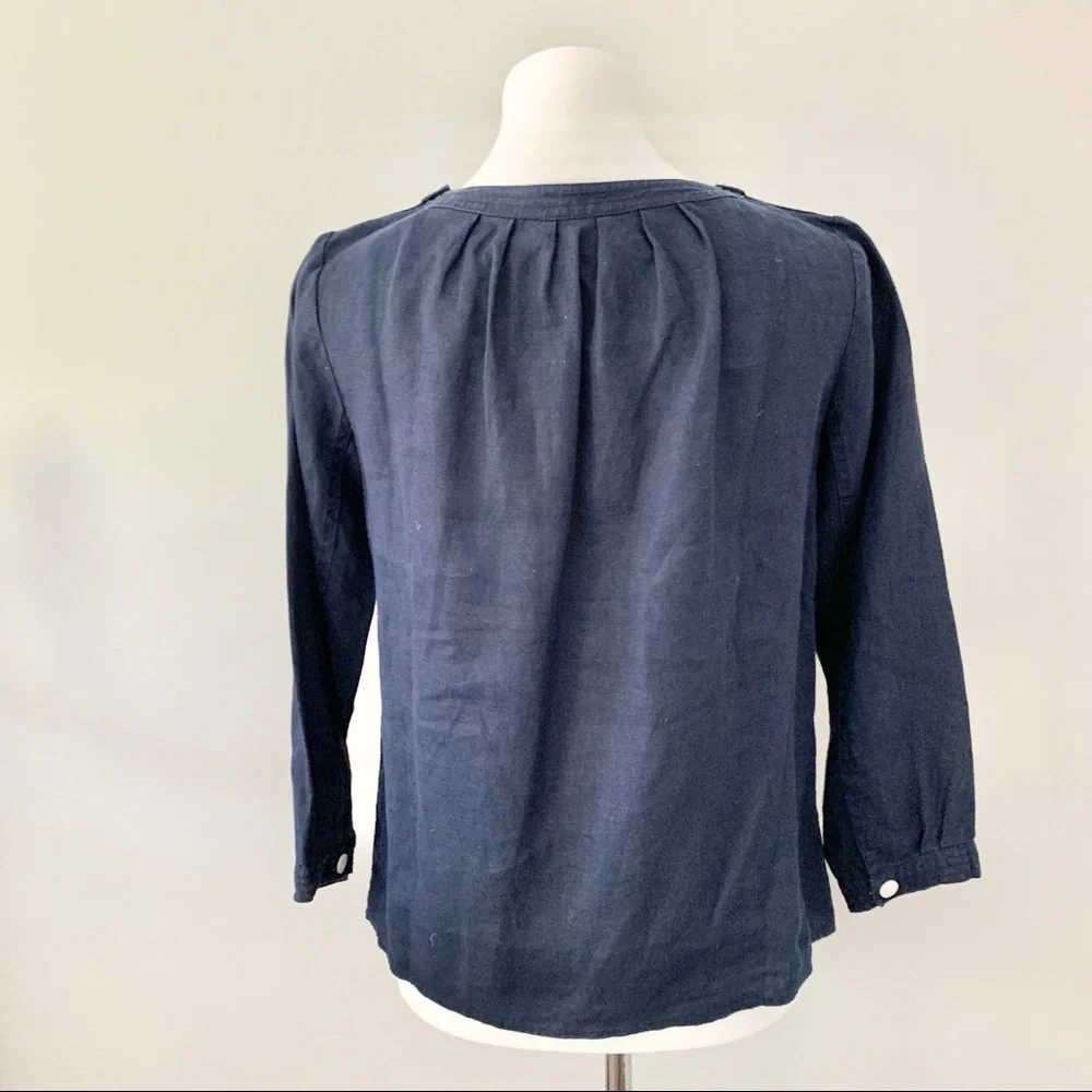 J. Crew Navy Linen Top Size X-Small
